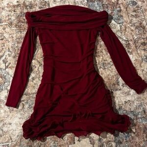 Forever 21 Wine Red Off-Shoulder Dress